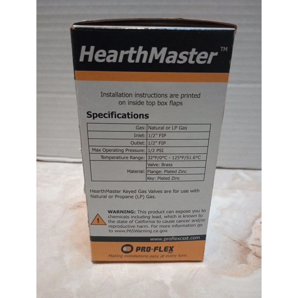 HearthMaster PRO-FLEX Vented or vent-free Gas Log Keyed gas valve kit PF-952-NIC